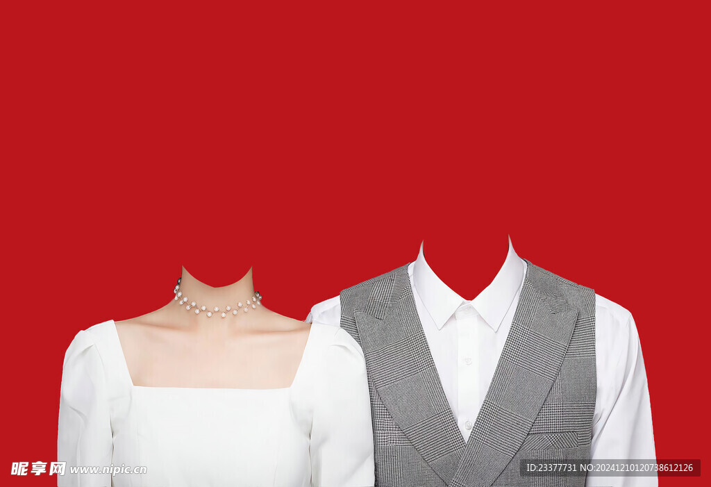 白色礼服传统结婚证件照