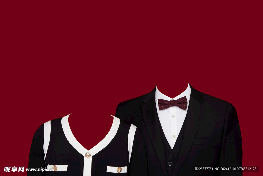 黑色结婚证件照