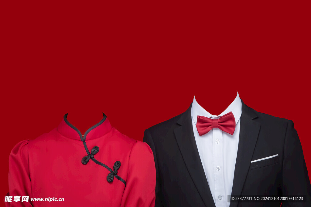 红色旗袍结婚证件照