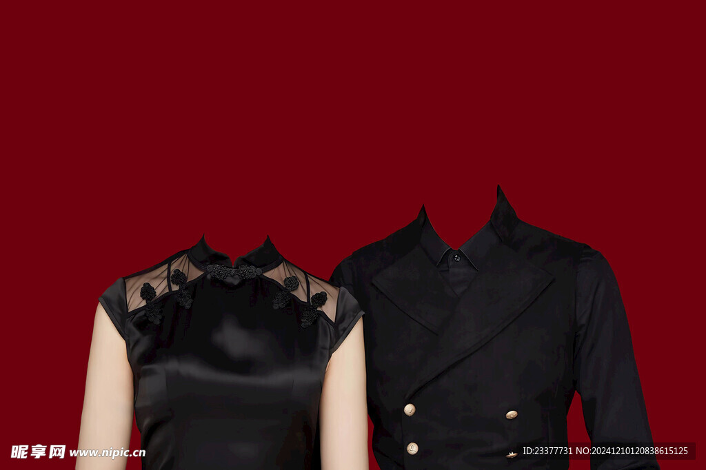 黑色结婚证件照