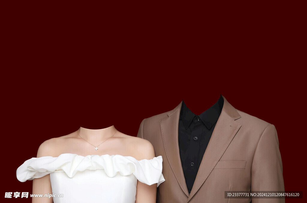 白色礼服结婚证件照