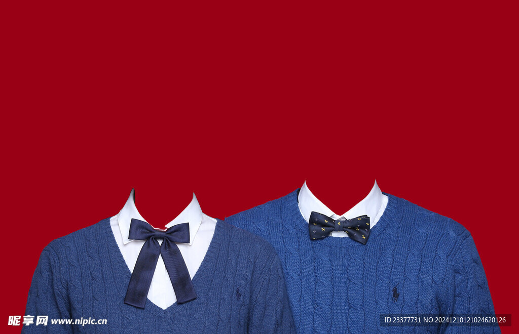 蓝色结婚证件照