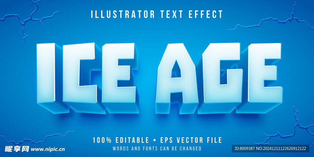 3D立体冰雪艺术字效果