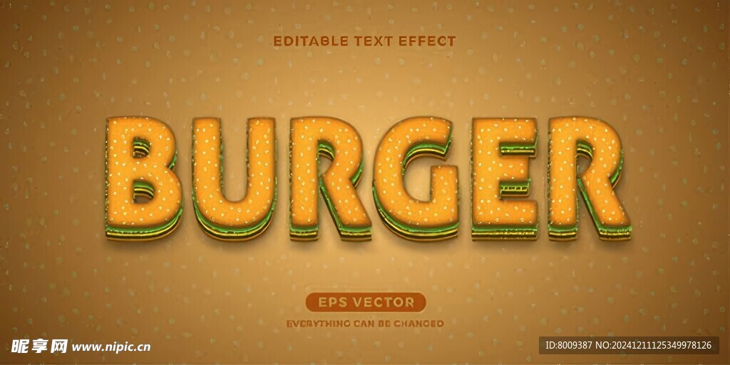 汉堡包风格EPS字体样机