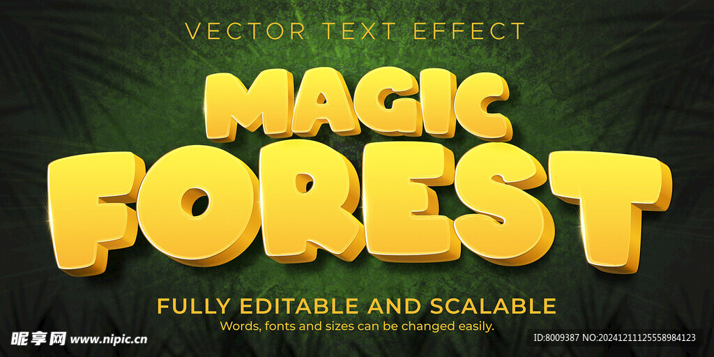 魔法森林风格EPS字体样机