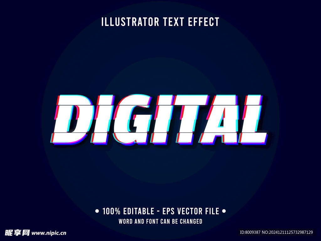 大数据错位风格EPS字体样机