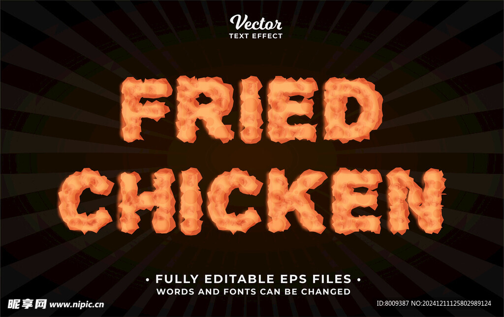 炸鸡肉效果EPS字体样机