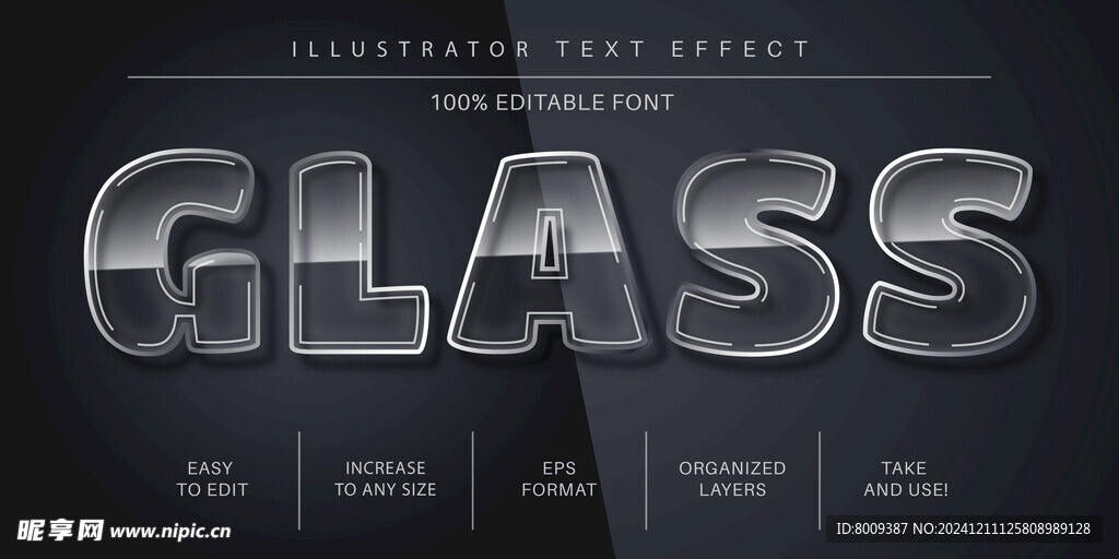 透明玻璃EPS字体样机