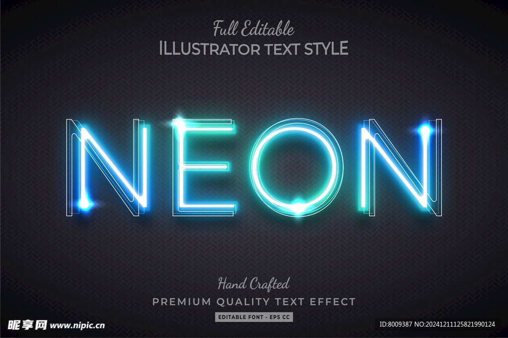 霓虹灯效果EPS字体样机