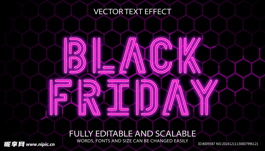 霓虹灯效果EPS字体样机