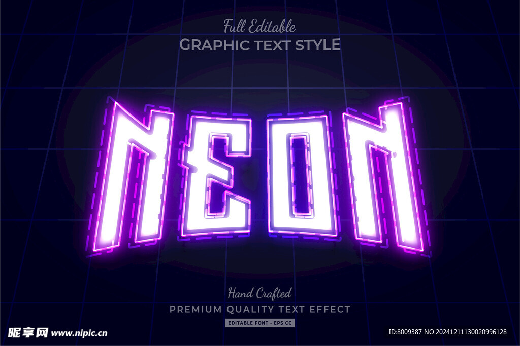 霓虹灯效果EPS字体样机