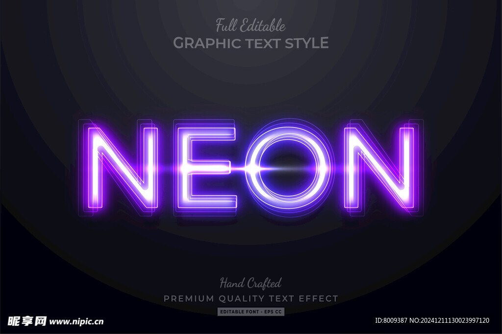 霓虹灯效果EPS字体样机