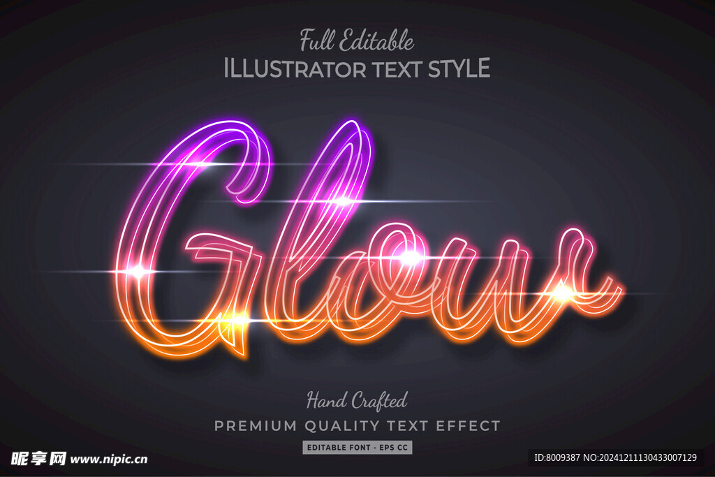 彩色夜灯3D立体艺术字效果