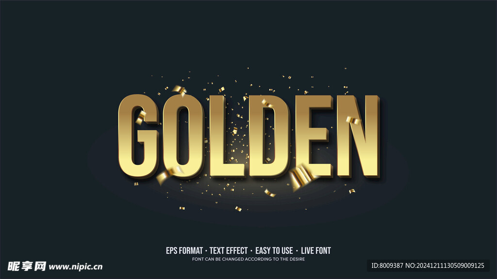 黄色金属字体效果