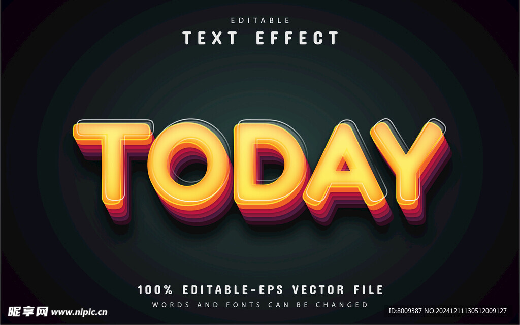 3D立体半透明EPS艺术字效果