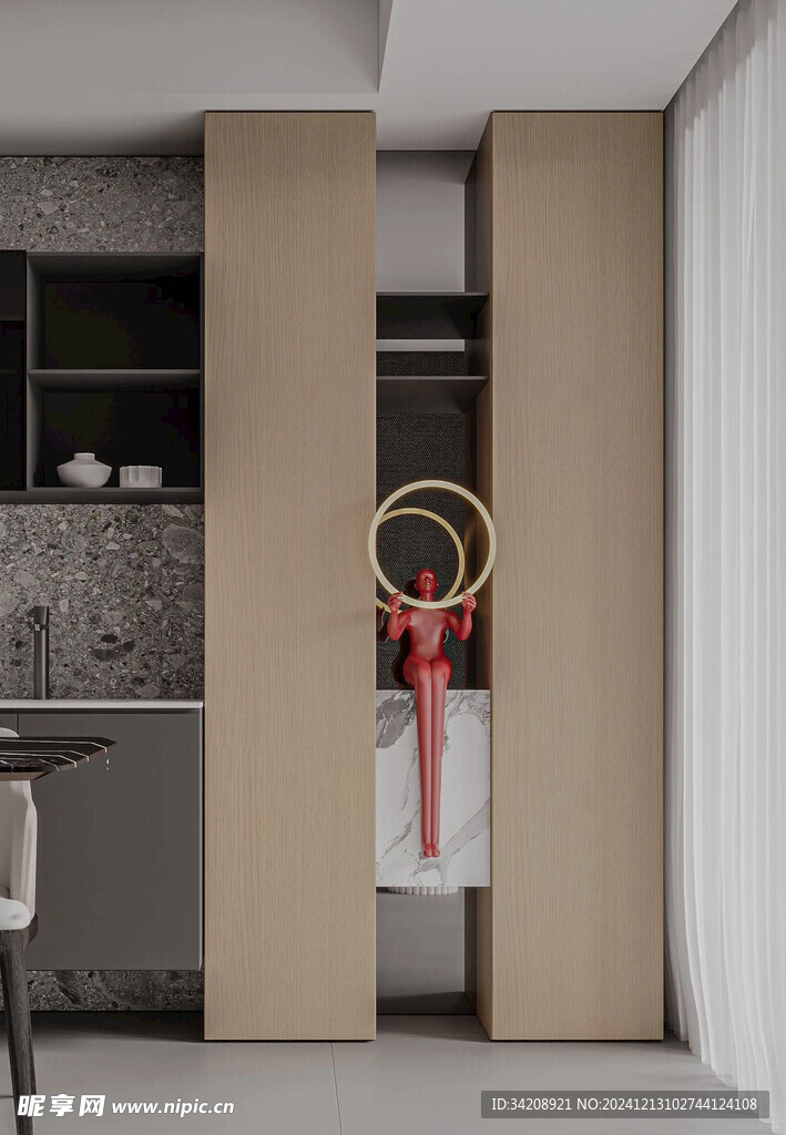 夹吊设计高级感装修木制品定制柜