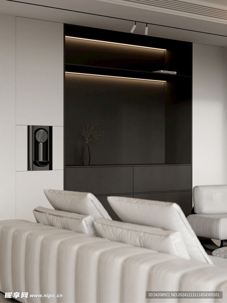 围合高级感装修木作厨房餐边柜子