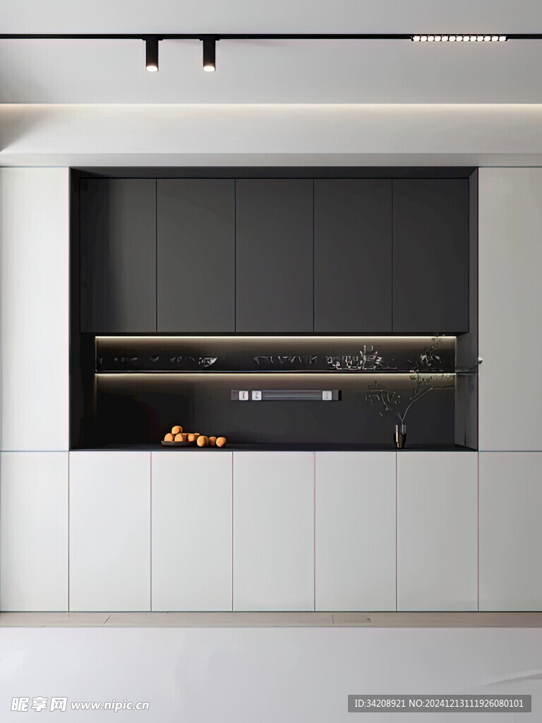 围合高级感装修木作厨房餐边柜子