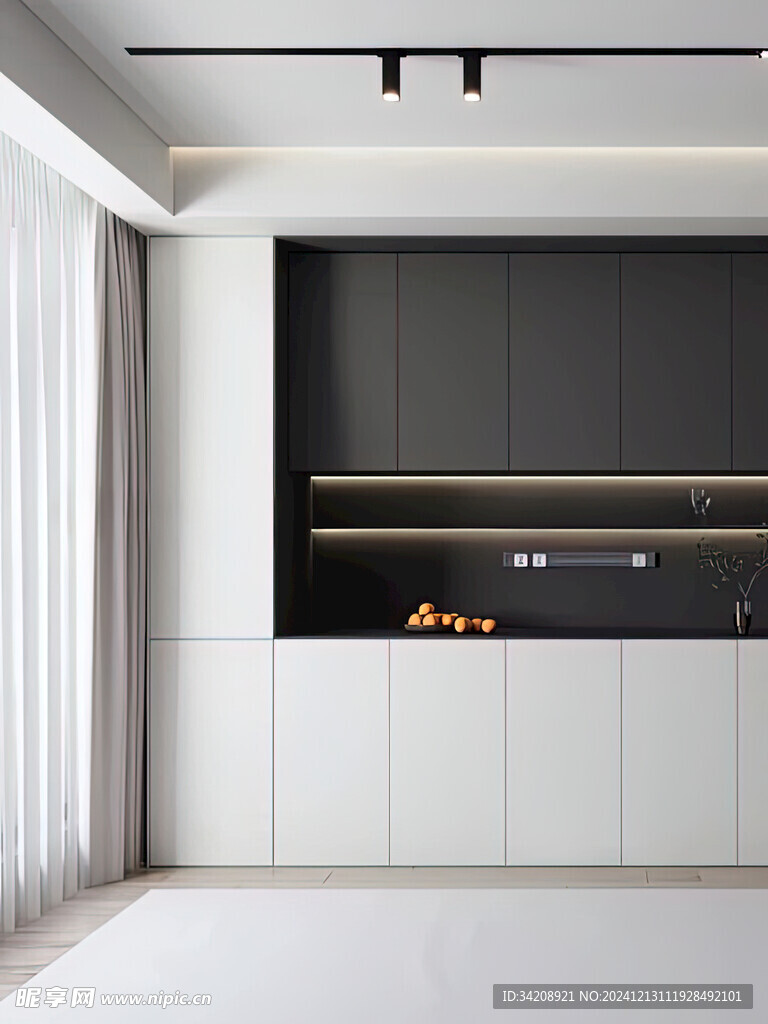 围合高级感装修木作厨房餐边柜子