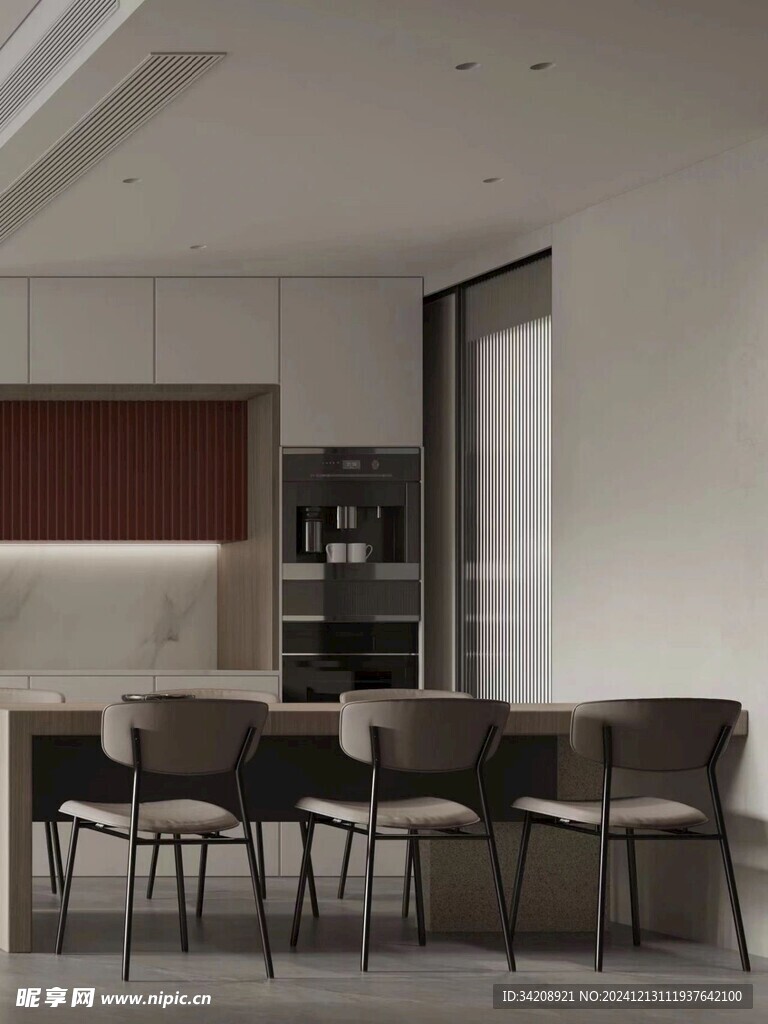 围合高级感装修木作厨房餐边柜子