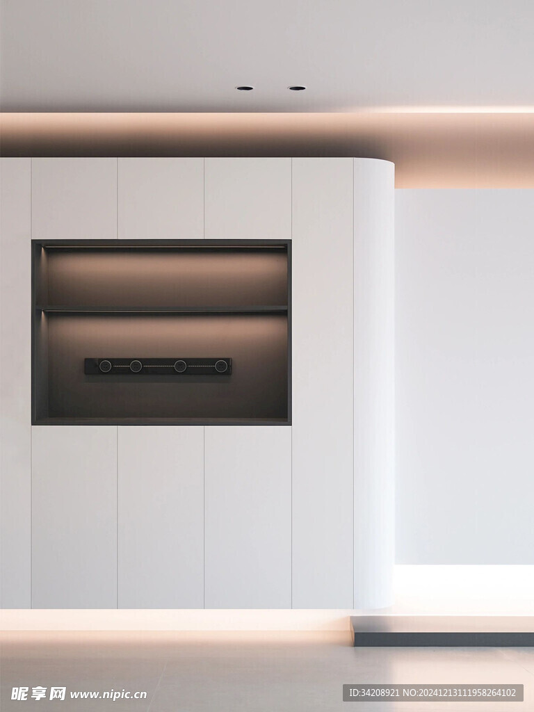 围合高级感装修木作厨房餐边柜子