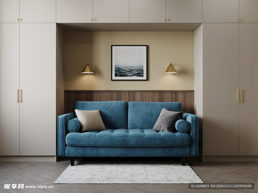 围合高级感装修木作厨房餐边柜子