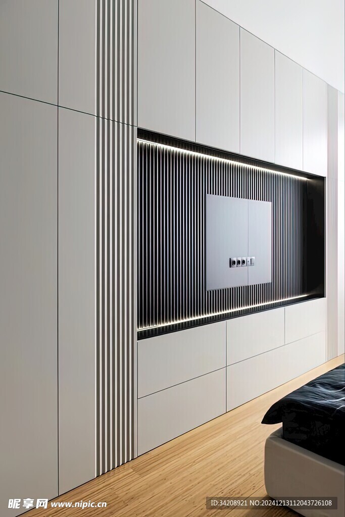 围合高级感装修木作厨房餐边柜子