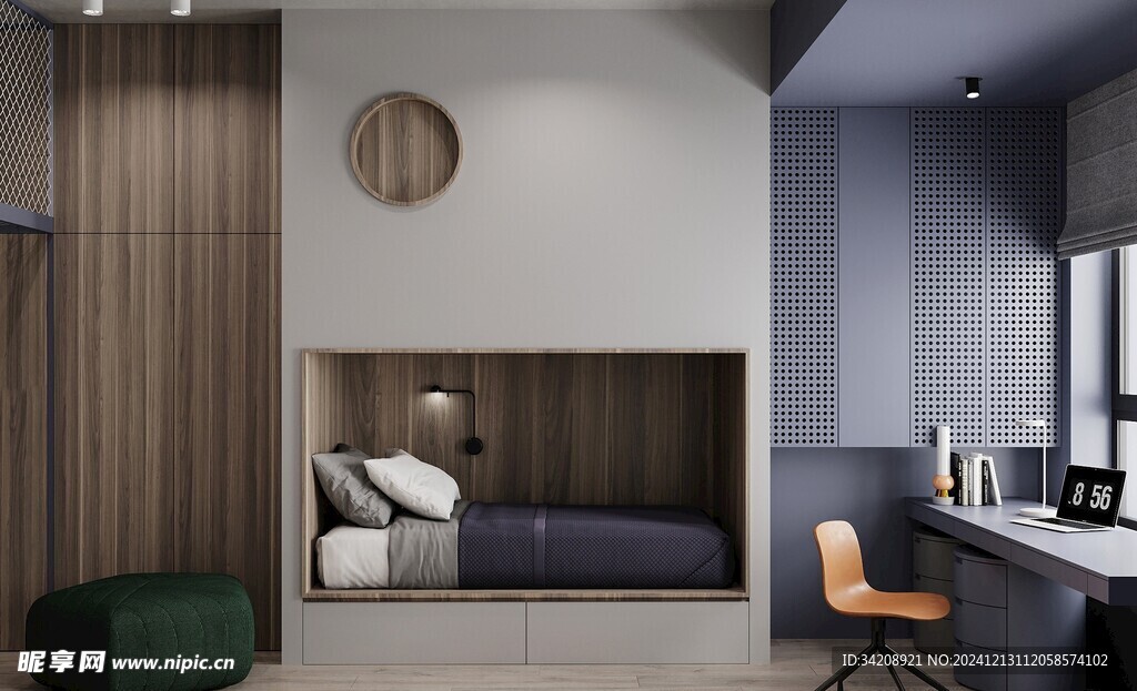 围合高级感装修木作厨房餐边柜子