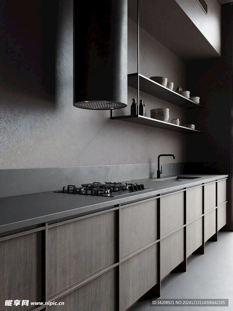 骨骼线胡桃木复古中式风格柜子门