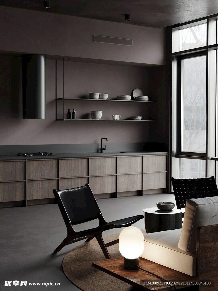 骨骼线胡桃木复古中式风格柜子门