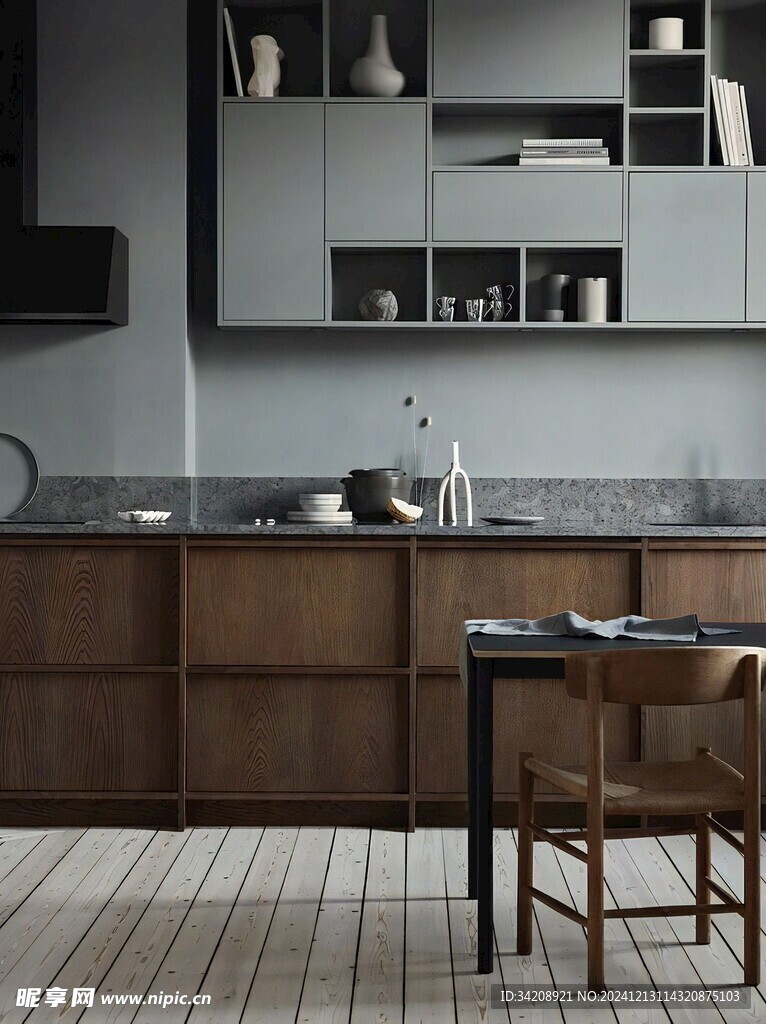 骨骼线胡桃木复古中式风格柜子门