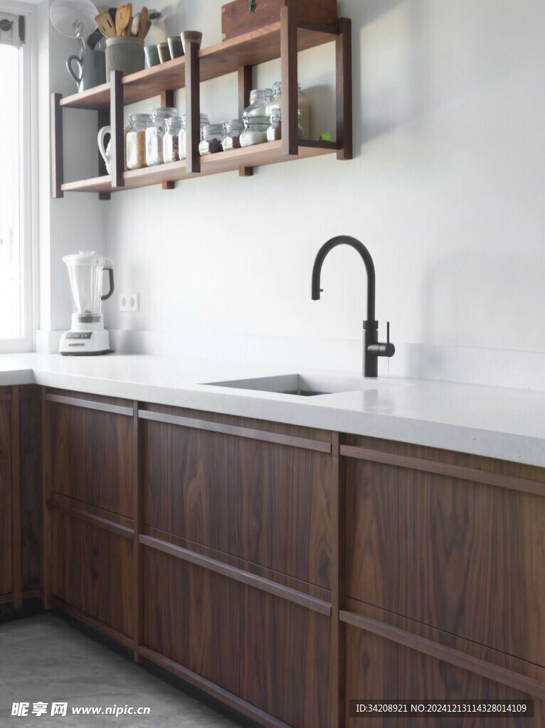 骨骼线胡桃木复古中式风格柜子门