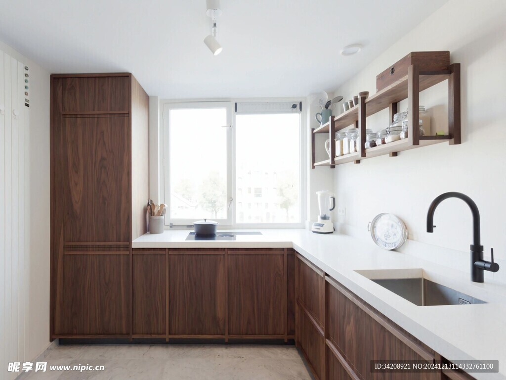 骨骼线胡桃木复古中式风格柜子门