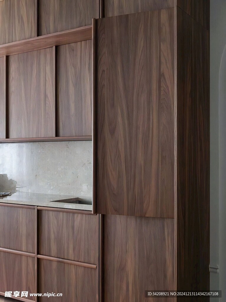 骨骼线胡桃木复古中式风格柜子门