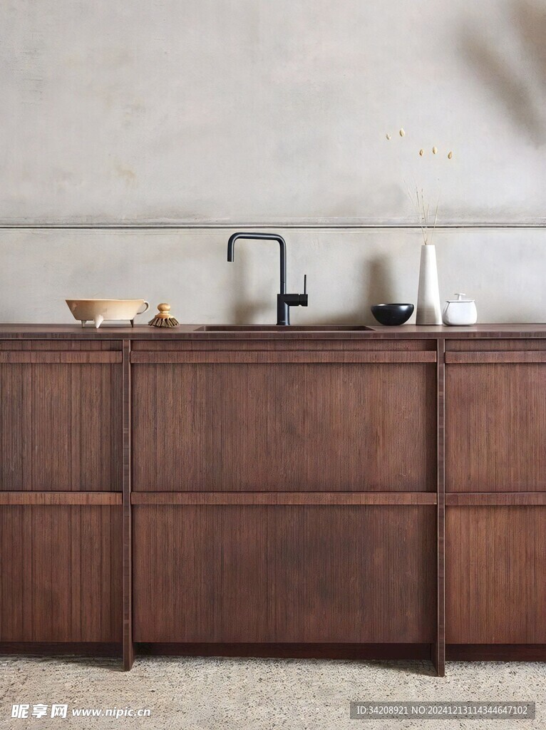 骨骼线胡桃木复古中式风格柜子门