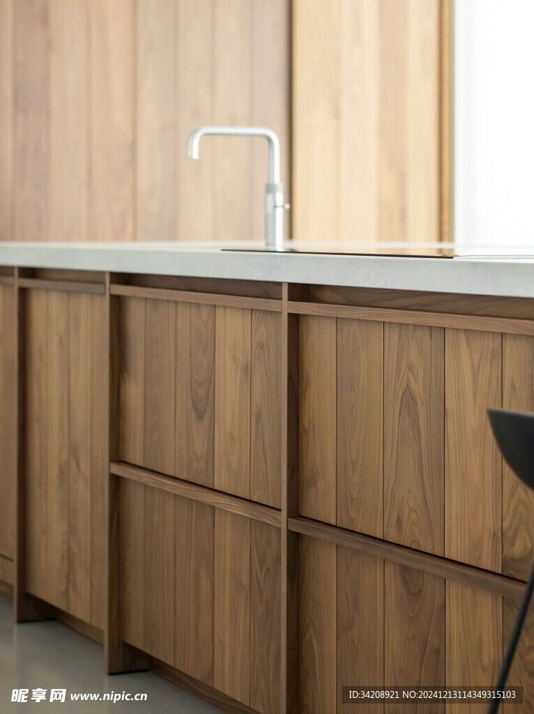 骨骼线胡桃木复古中式风格柜子门