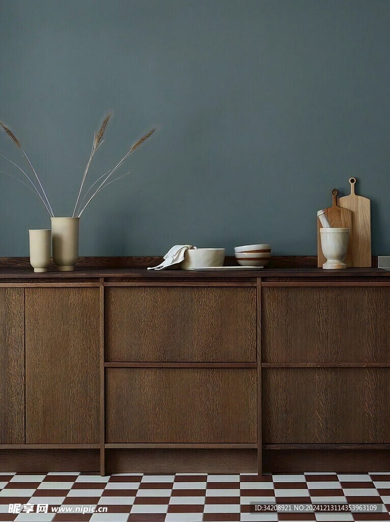 骨骼线胡桃木复古中式风格柜子门