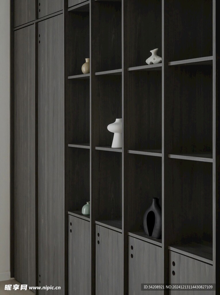 骨骼线胡桃木复古中式风格柜子门