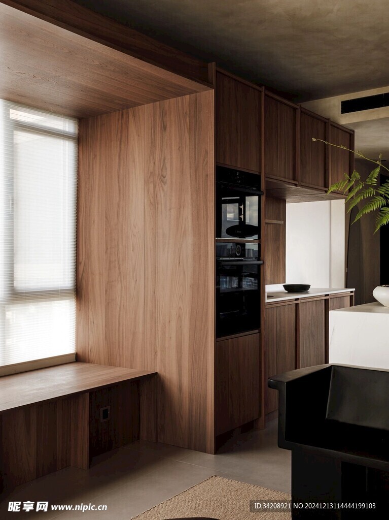 骨骼线胡桃木复古中式风格柜子门