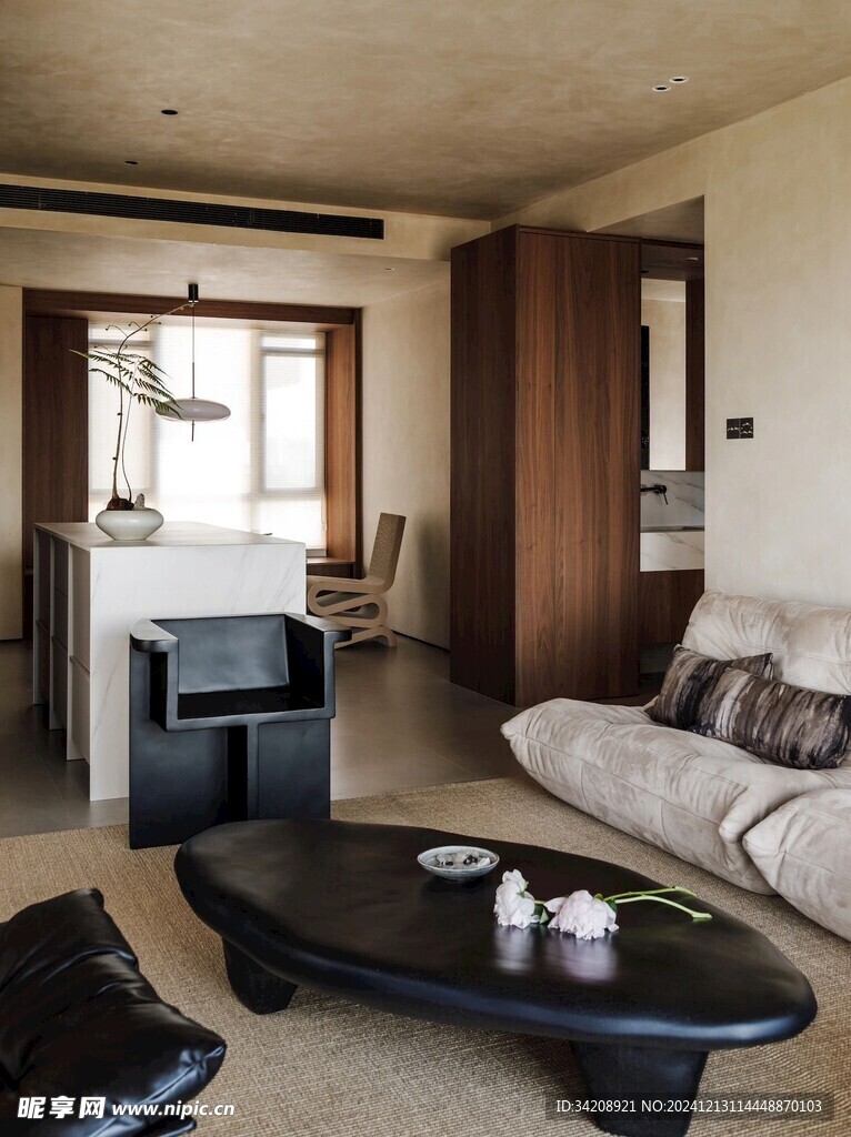 骨骼线胡桃木复古中式风格柜子门