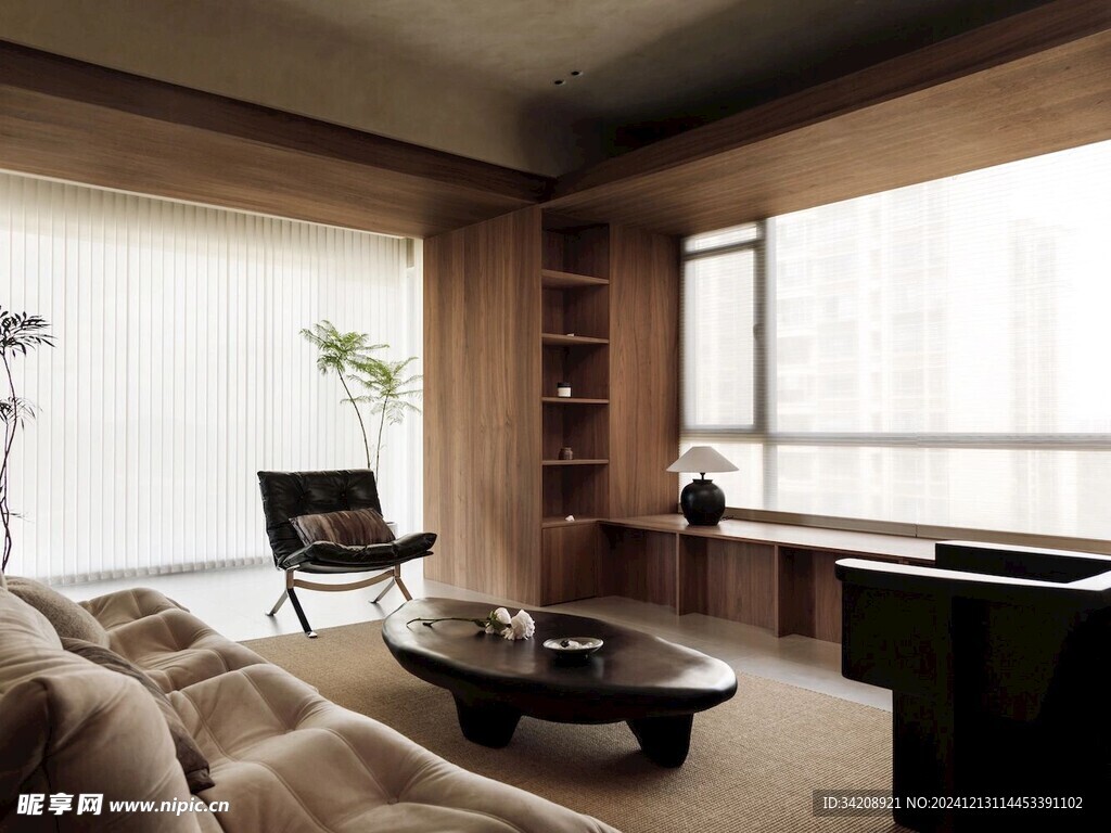 骨骼线胡桃木复古中式风格柜子门