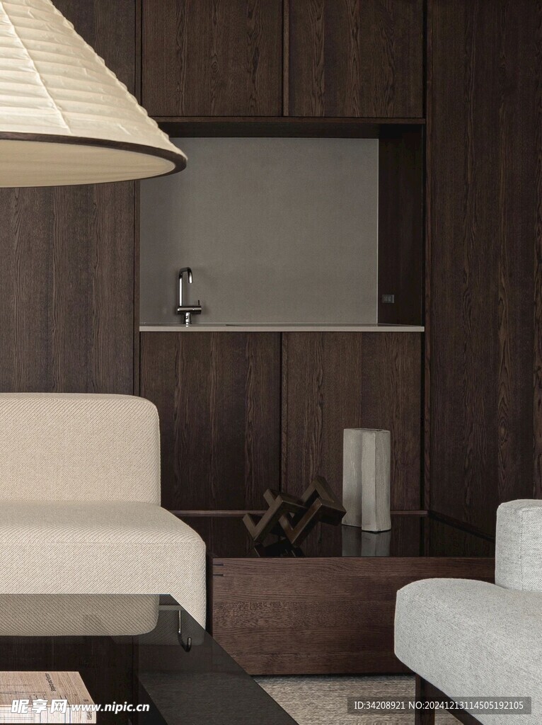 骨骼线胡桃木复古中式风格柜子门