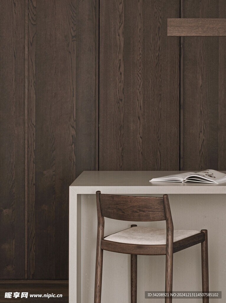 骨骼线胡桃木复古中式风格柜子门