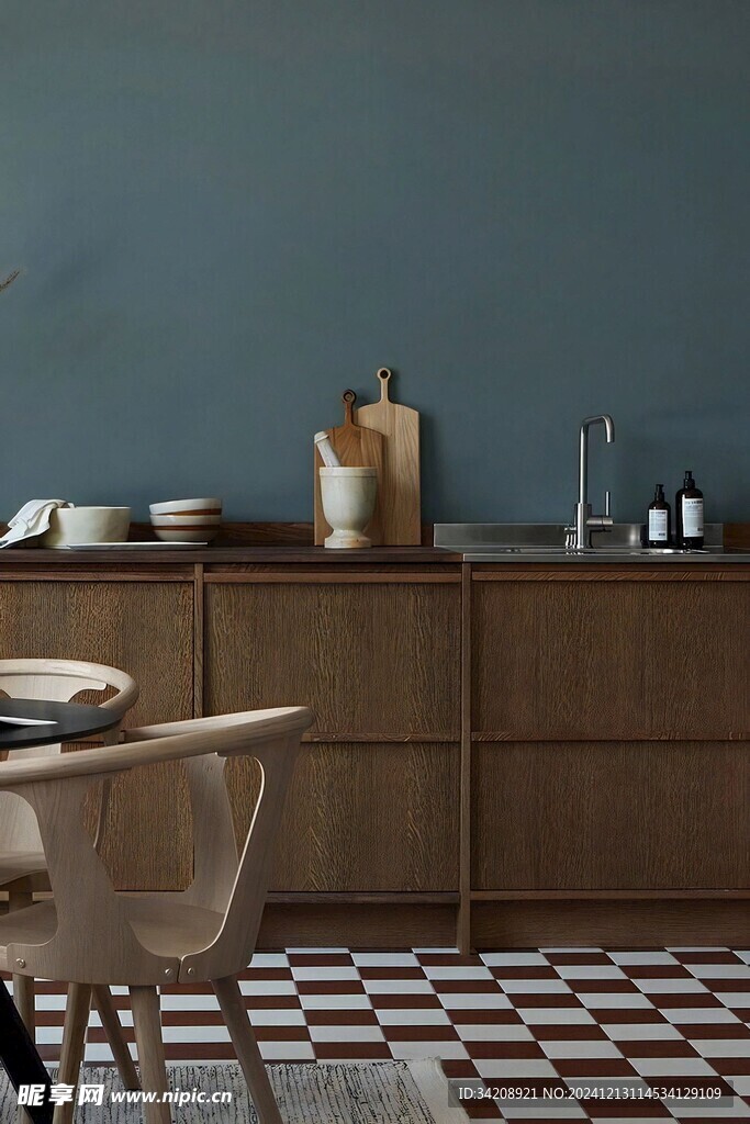 骨骼线胡桃木复古中式风格柜子门