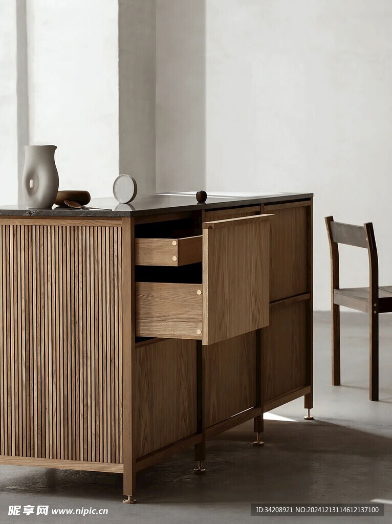 骨骼线胡桃木复古中式风格柜子门