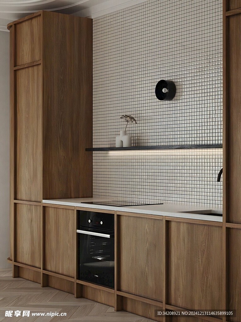 骨骼线胡桃木复古中式风格柜子门