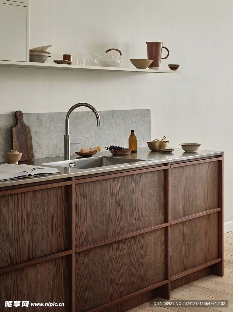 骨骼线胡桃木复古中式风格柜子门