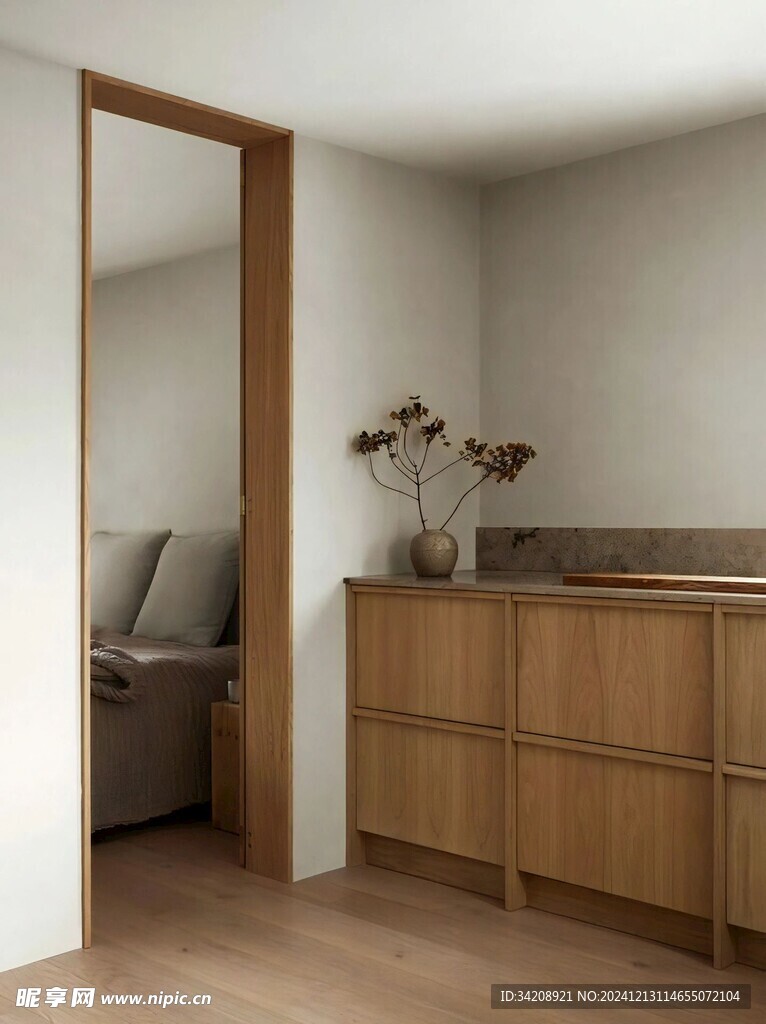 骨骼线胡桃木复古中式风格柜子门