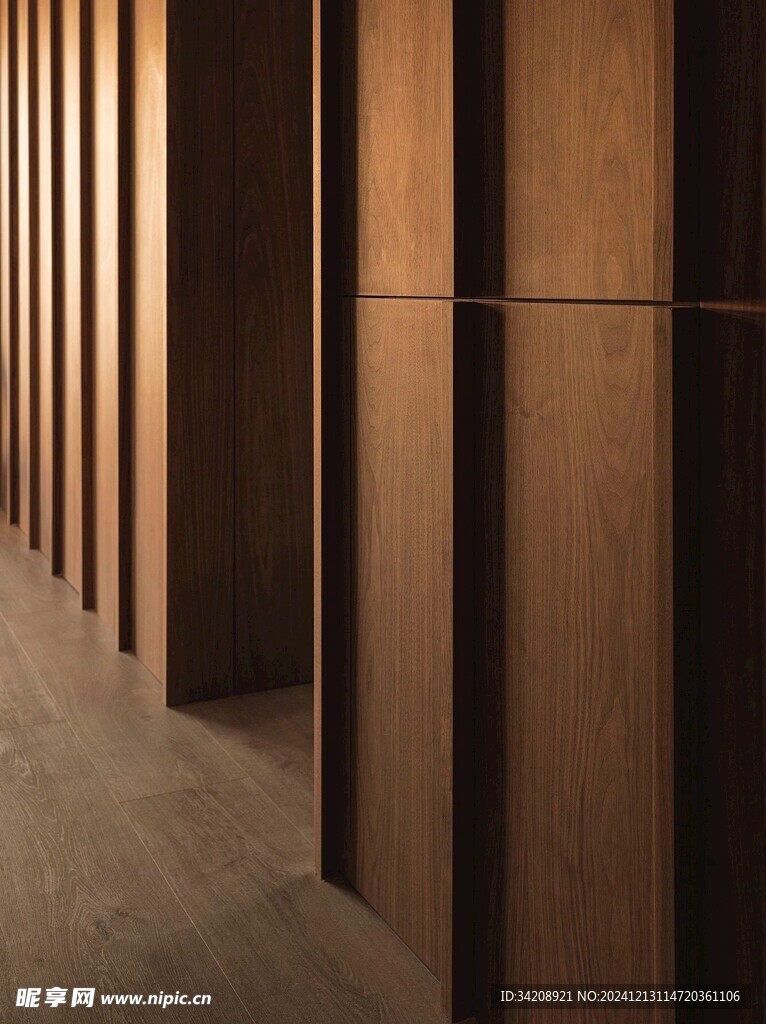 骨骼线胡桃木复古中式风格柜子门