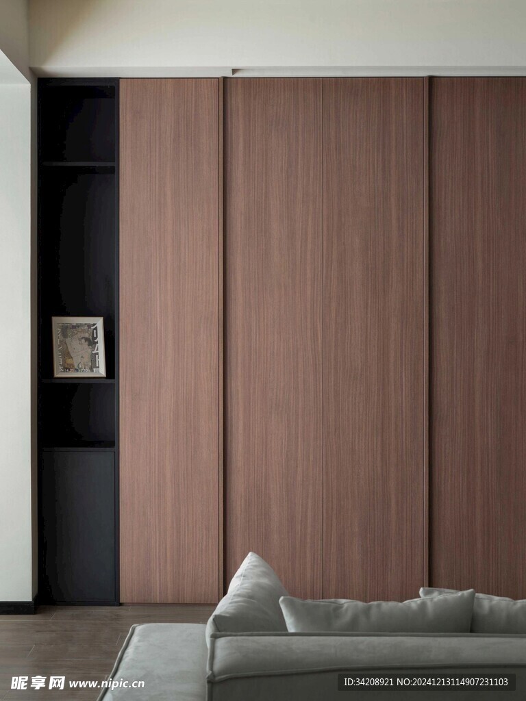 骨骼线胡桃木复古中式风格柜子门